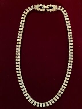 Vintage Bvlgari Style Diamond Rhinestone Choker Necklace. Stunning